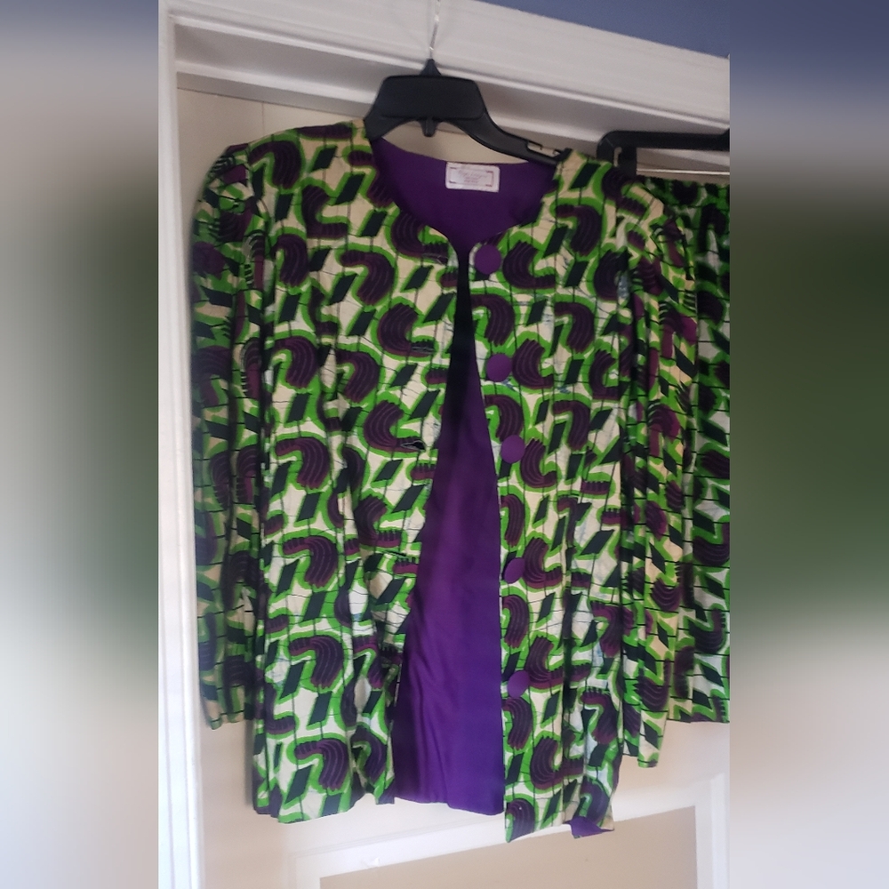 African print 2 piece skirt suit